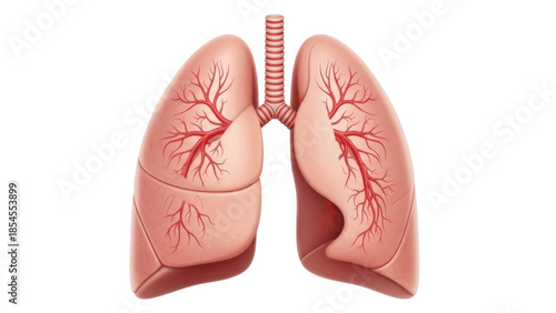 Fotografía Realistic human lungs isolated PNG, respiratory system anatomy with trachea and