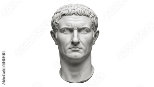 Fotografija Roman emperor bust isolated PNG on transparent background, marble sculpture of a