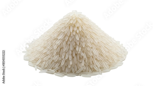 Fotografia Pile of long grain rice isolated PNG on transparent background, uncooked dry ric