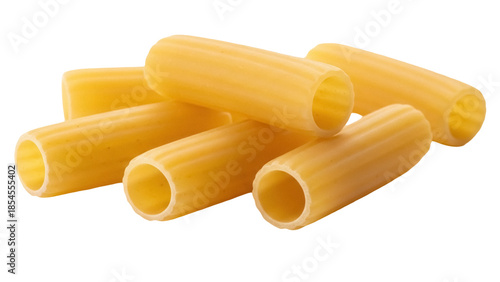 Fotografía Dry rigatoni pasta isolated PNG on transparent background, uncooked Italian past