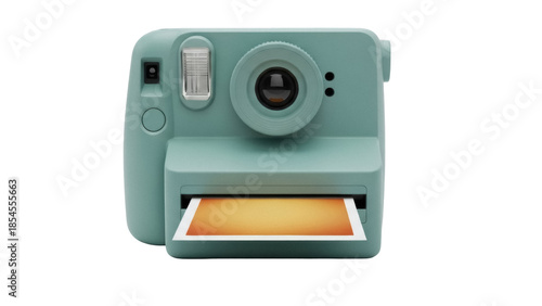 Photography Mint green instant camera PNG isolated on transparent background, retro style ph