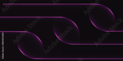 Abstract dark background with glowing purple lines and shapes.