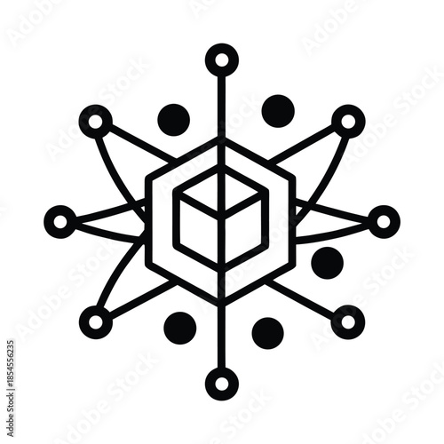 Quantum Bit Futuristic Particle Icon