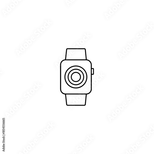 Smartwatch Line Icon Showing Back View
Black-and-white line drawing of a smartwatch viewed from the back. Features a circular sensor and side button.
