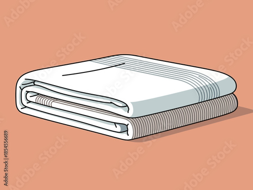 A neatly folded stack of clean towels on a soft peach background