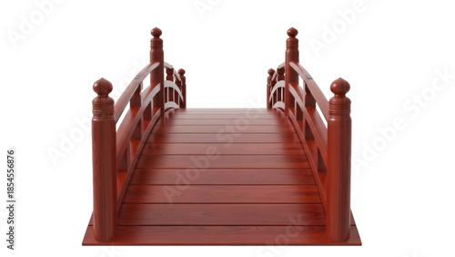 Tableau sur toile Wooden Japanese bridge isolated PNG on transparent background, miniature garden