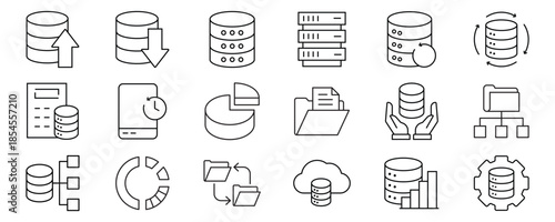 Database icon set. database storage sign. Flat illustration of vector icon on white background