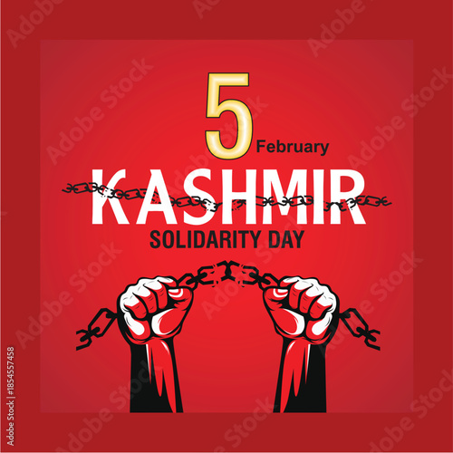 Kashmir Solidarity Day hands breaking chains graphic, vector illustration