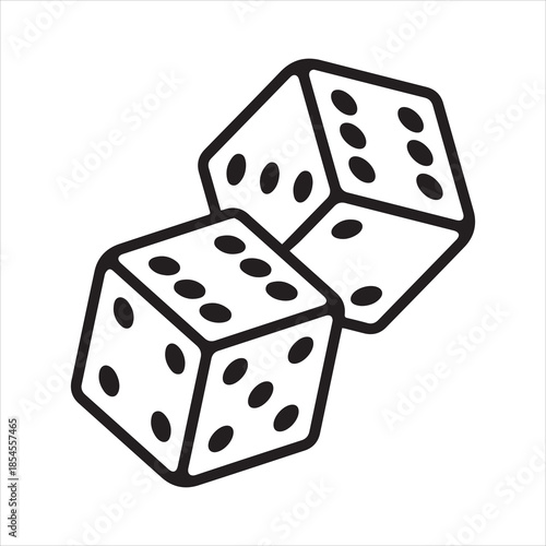 Game dice graphic icon. Two white dice sign isolated on white background. Vector illustration