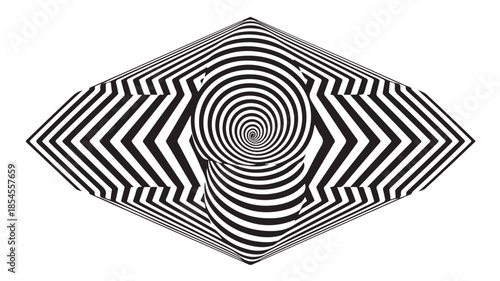 Black and White Optical Illusion with Concentric Stripes