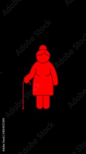 Grandmother Icon Percentage Fill Animation 0 to 100 for Infographic and Human Statistics