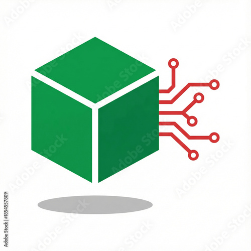 Vector illustration of box package with circuit pattern. Symbol of web distribution. Icon of online procurement.Sign of delivery.new