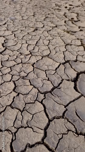Vertical video A close-up view of cracked, parched earth, revealing a detailed texture