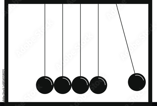 Newton’s cradle Icon minimal science kinetic energy and motion symbol.