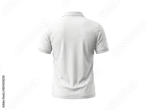 White Polo Shirt Back View Mockup Isolated on Black Background, Blank Jersey Apparel Template for Branding, Uniform Design, Corporate Wear, Sportswear and Ecommerce Presentation