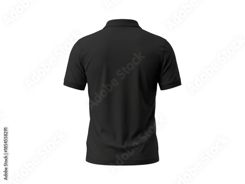 Black Polo Shirt Back View Mockup Isolated on Black Background, Blank Jersey Apparel Template for Branding, Uniform Design, Corporate Wear, Sportswear and Ecommerce Presentation