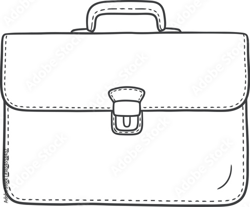 Hand drawn sketch of a classic leather briefcase with a metal clasp