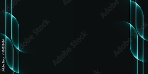 Abstract Glowing Neon Lines on Dark Background.