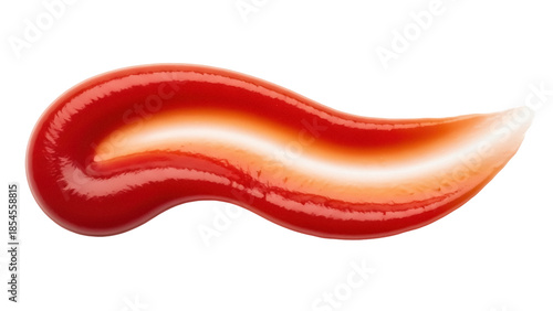 Fotografija Red ketchup swirl isolated on transparent background, tomato sauce condiment for
