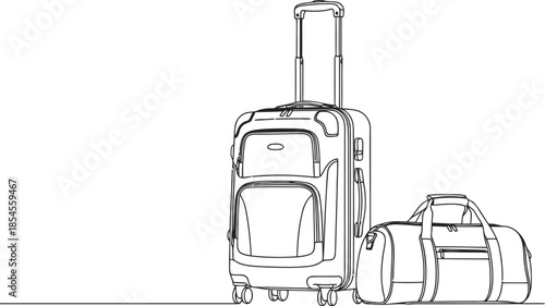 Sketch of a rolling suitcase and duffel bag ready for travel