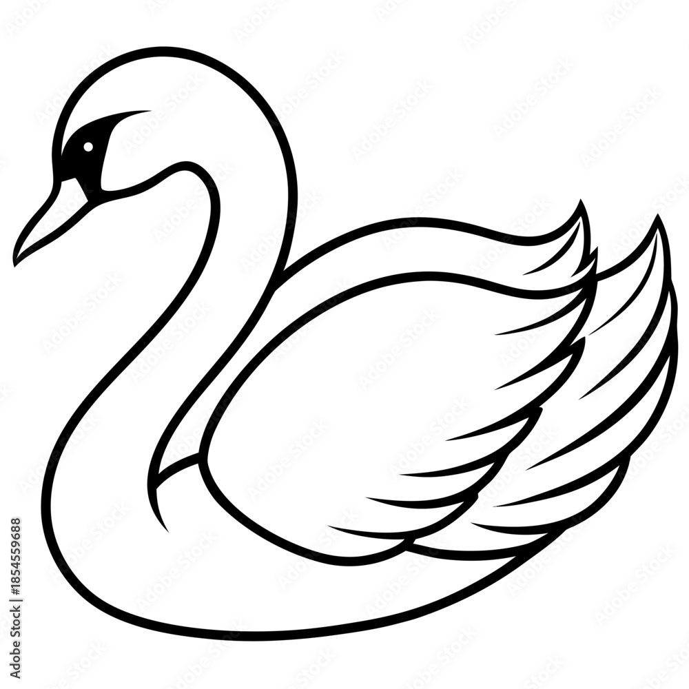 Obraz premium Swan line art illustration Vector