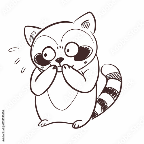 Raccoon shy expression illustration Vector