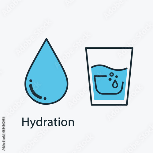 Minimal Hydration and Water Intake Illustration