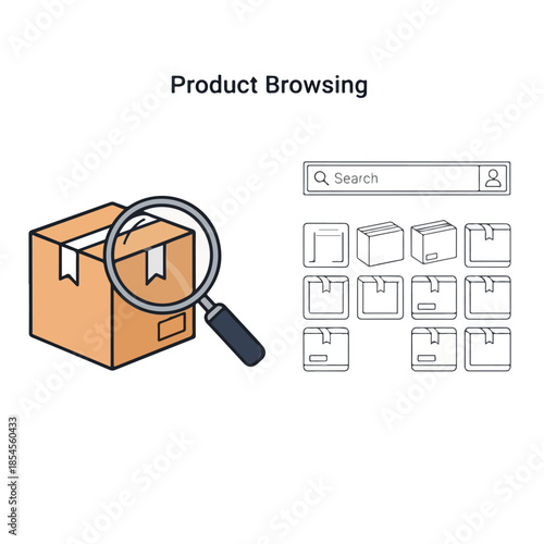 Product Browsing and Online Shopping Illustration