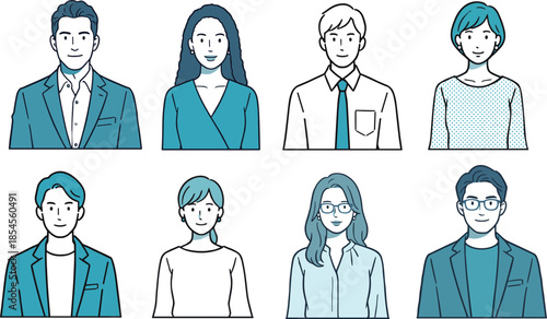 多様性を表現した人物バストアップイラスト（AI制作）