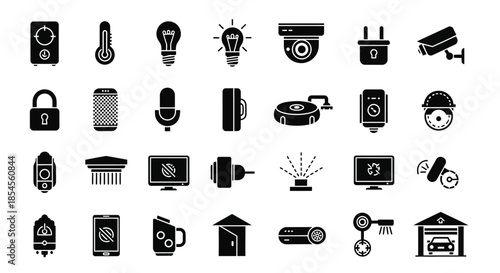 Modern smart home technology icons showcasing security, automation, and convenience for a connected lifestyle