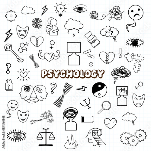 Mental Health and Psychology Doodle Elements set