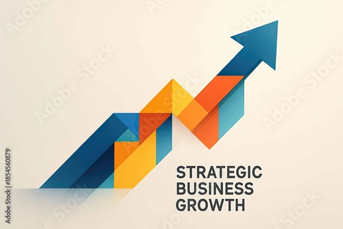 Strategic Business Growth Arrow Chart with Modern Geometric Design for Corporate Success
