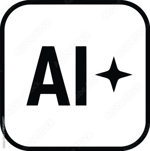 Abstract ai plus symbol with a star inside a rounded square