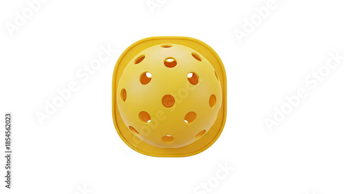 3D Yellow pickleball transparent background