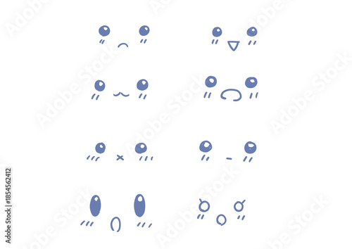 かわいいイラスト顔文字　顔パーツ　素材など