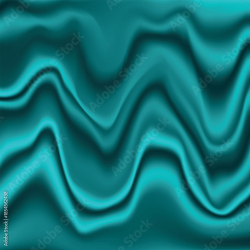 Silk blue background. Abstract vector pattern with copy space. Liquid wave texture, smooth drapery wallpaper. Wedding fabric, satin. Wavy design for banner, card, postcard, backdrop.