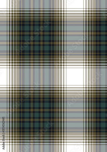 Abstract geometric vector illustration featuring a seamless blue and green plaid fabric pattern with square lines and a grunge textile texture for a decorative wallpaper backdrop design