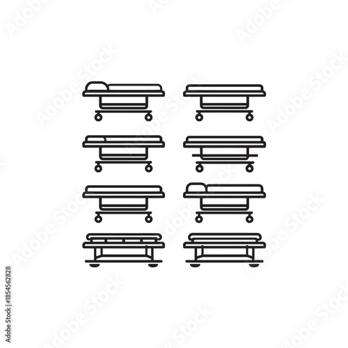 Stretcher icon line art emergency care