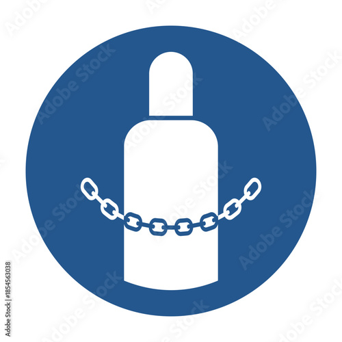 ISO 7010 M046 Secure Gas Cylinders Safety Sign. Secure Gas Cylinder Instruction Icon.  Safety Sign Secure Gas Cylinders. Mandatory Gas Cylinder Security Icon. Safety Regulation Secure Gas Cylinders. 
