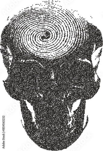 Skull y2k retro stipple art skeleton brutalist halftone vector png transparent, bone 2000s photocopy effect tattoo aesthetic