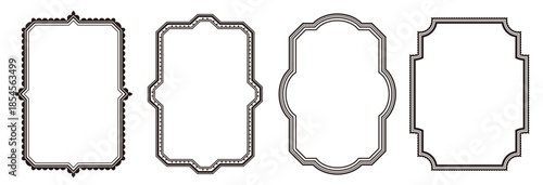 Vintage decorative border frame set. Elegant retro design label vector illustration set for wedding invitations, restaurant menus, and live streaming.