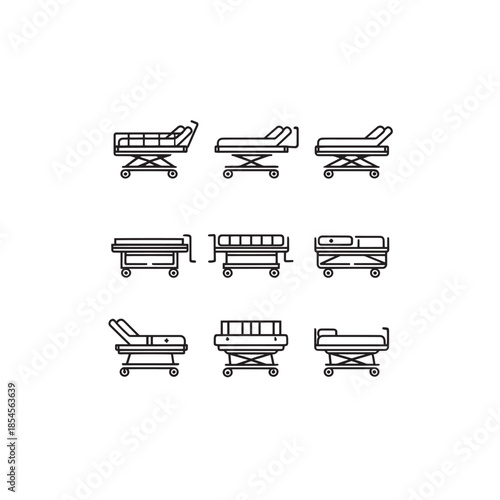 Stretcher icon line art rescue equipment