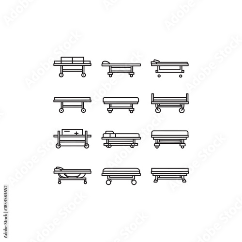 Stretcher icon line art rescue equipment