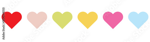 Heart, love, romance or valentine's day red vector icons. Red and colorful heart icons set vector. Abstract love symbol. Continuous line art drawing vector illustration.