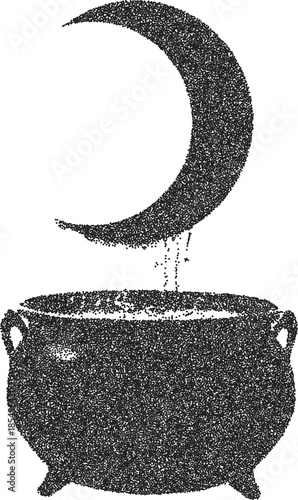 Witch y2k retro stipple art wizard brutalist halftone vector png transparent, magic 2000s photocopy effect tattoo aesthetic