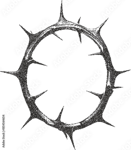 Spike letter O y2k retro stipple art letter brutalist halftone vector png transparent, sharp 2000s photocopy effect tattoo aesthetic