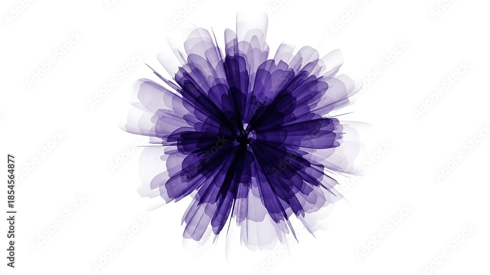 Obraz premium Abstract Purple Flower Shape with Translucent Petals on White
