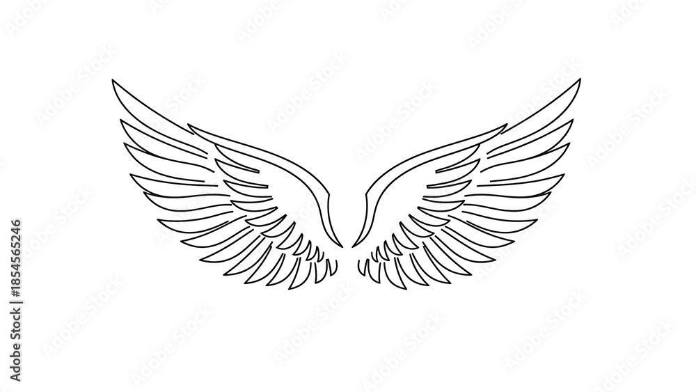 Fototapeta premium Beautiful angelic wings illustration on white background