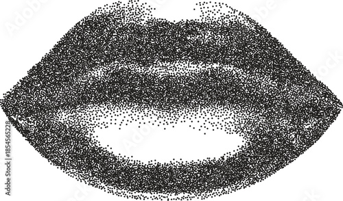 Mouth smile retro y2k stipple design lip halftone brutalist urban vector png with clear background, tongue 2000s photocopy grunge tattoo gen z effect