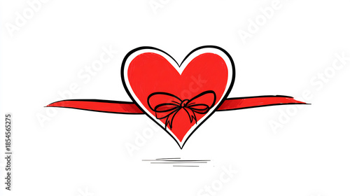 Heart with Ribbon Line Art